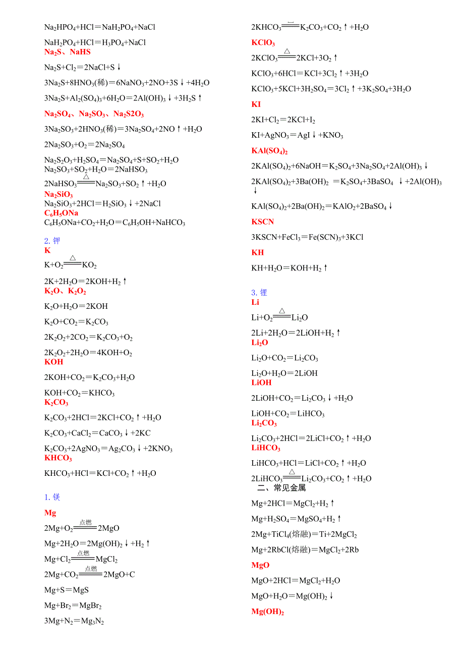 2018年高考化学方程式大全 .doc_第2页