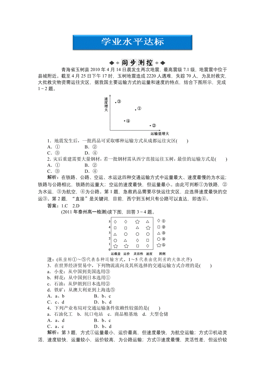 2012【优化方案】地理人教版必修2精品练：第五章第一节学业水平达标.doc_第1页