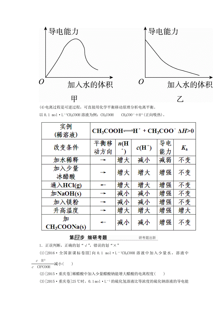 2018年高考化学苏教版一轮复习配套教师用书：专题八 溶液中的离子反应 第25讲 弱电解质的电离平衡 WORD版含答案.doc_第3页