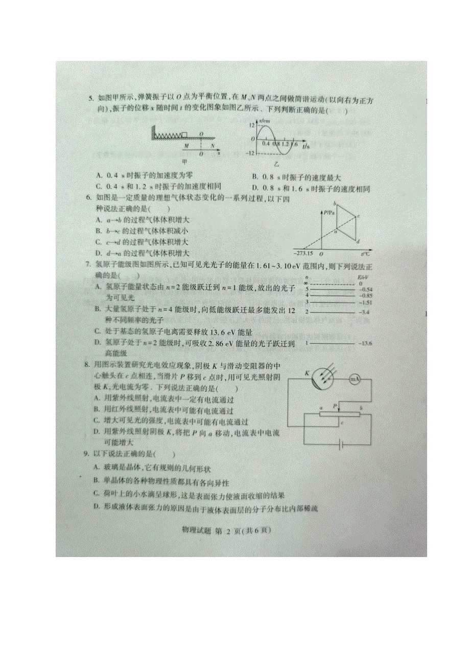 山东省临沂市2019-2020学年高二物理下学期期末考试试题（扫描版）.doc_第2页