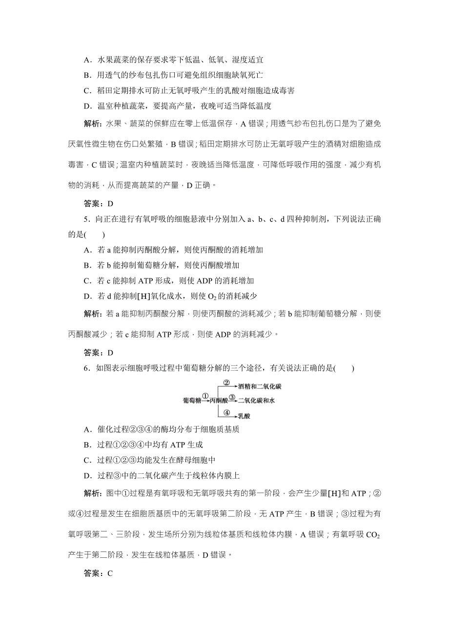 《优化探究》2017届高三生物（人教版）高考一轮复习课时作业：第三单元 第二讲　细胞呼吸 WORD版含答案.doc_第2页