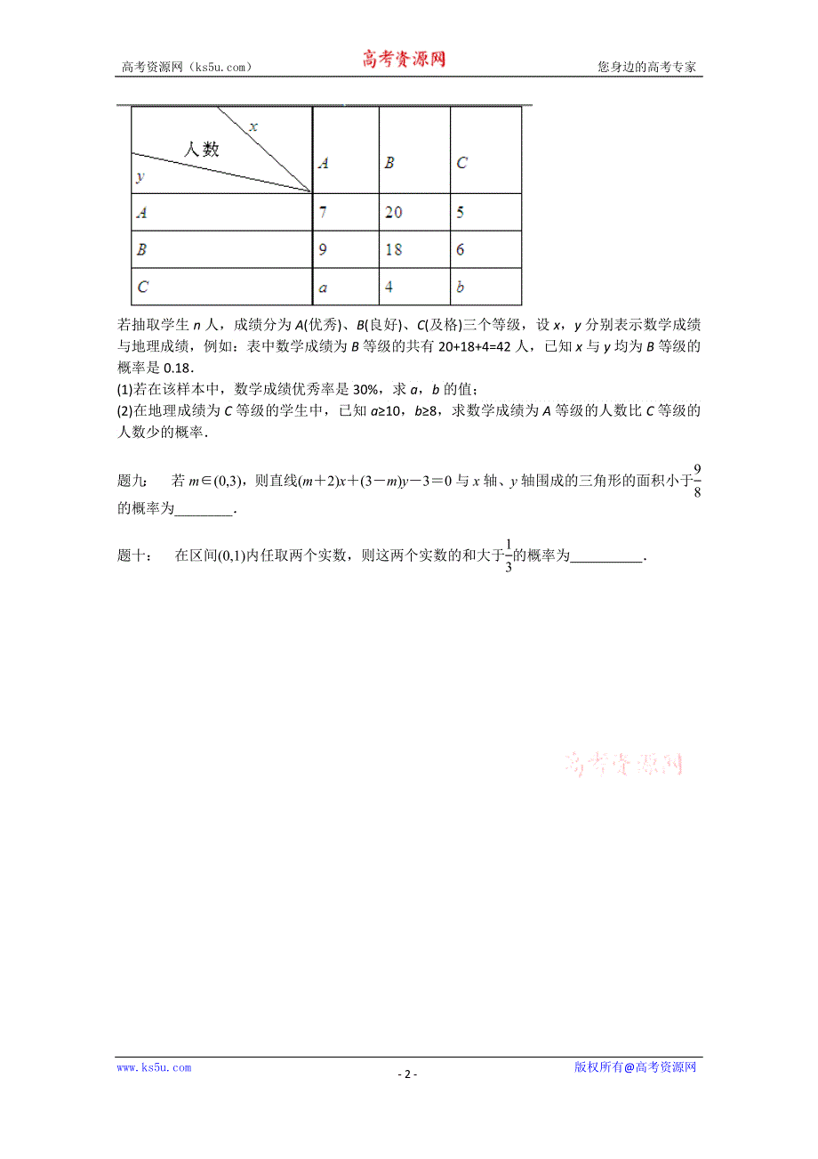 《北京特级教师》2014-2015学年人教A版数学必修三课后练习：概率综合.doc_第2页