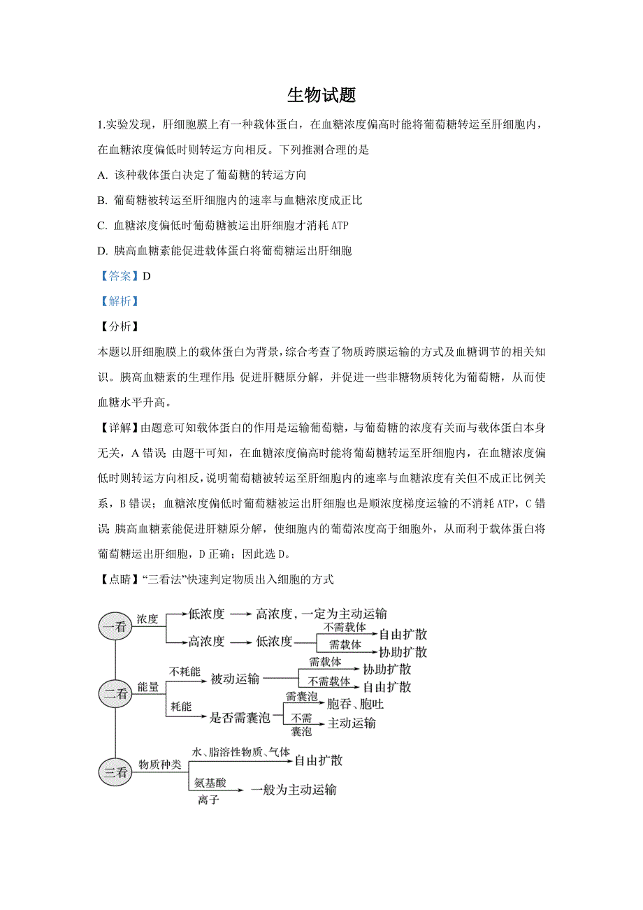 山东省临沂市2019届高三模拟考试理科综合生物试卷 WORD版含解析.doc_第1页