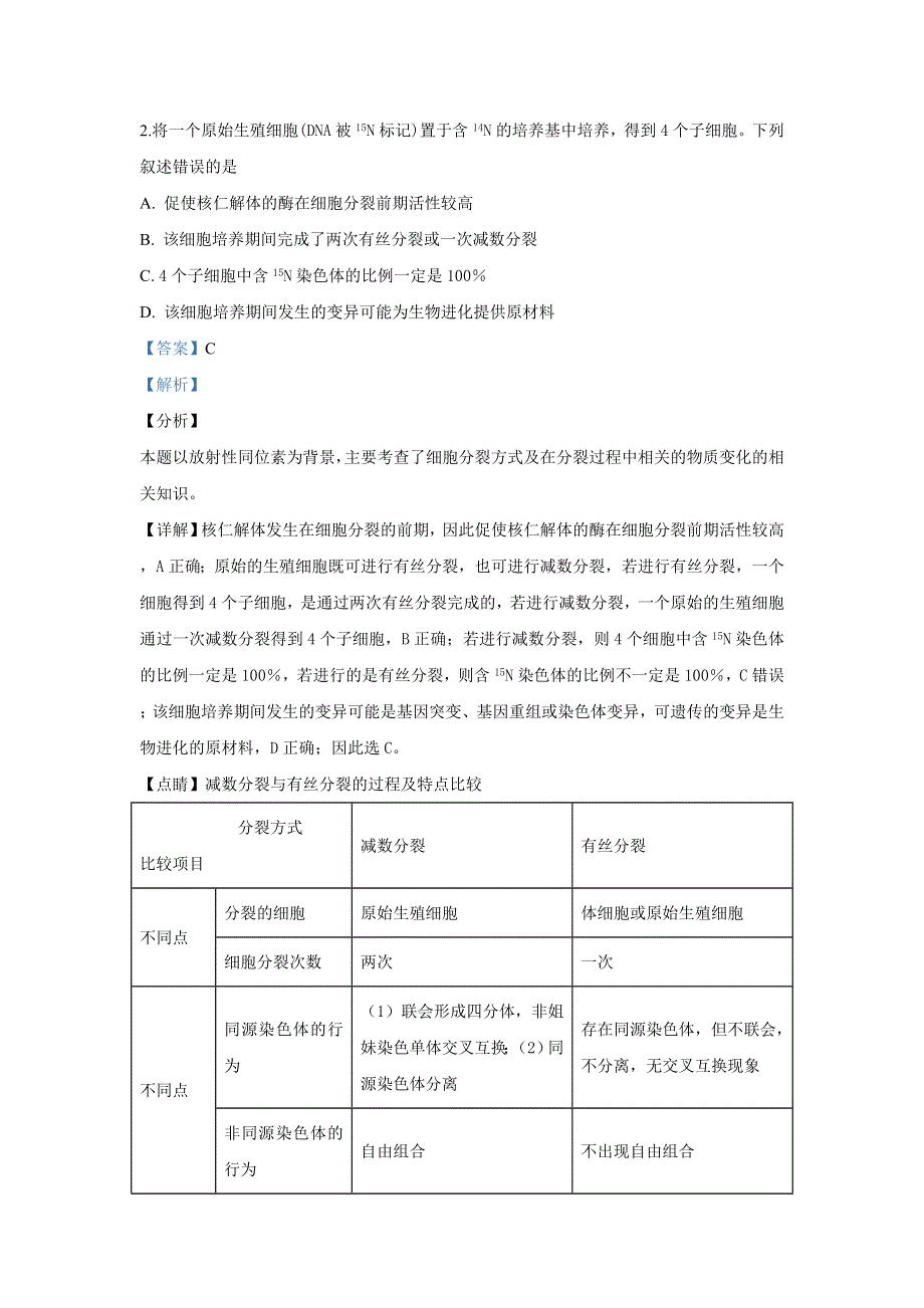 山东省临沂市2019届高三模拟考试理科综合生物试卷 WORD版含解析.doc_第2页