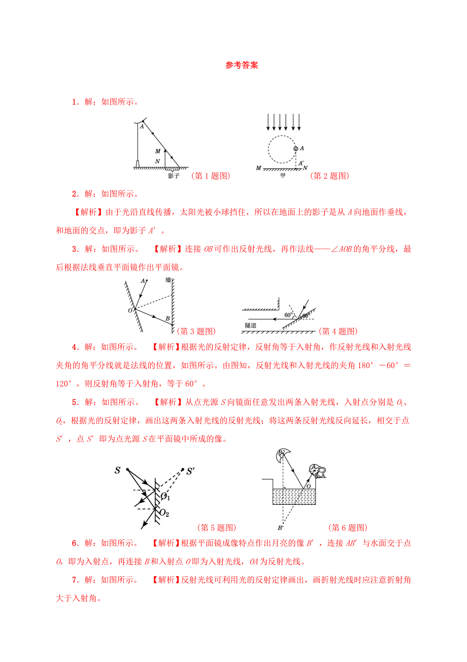 2020-2021学年八年级物理上册 考点专项练习4 光学作图（含解析）.doc_第3页