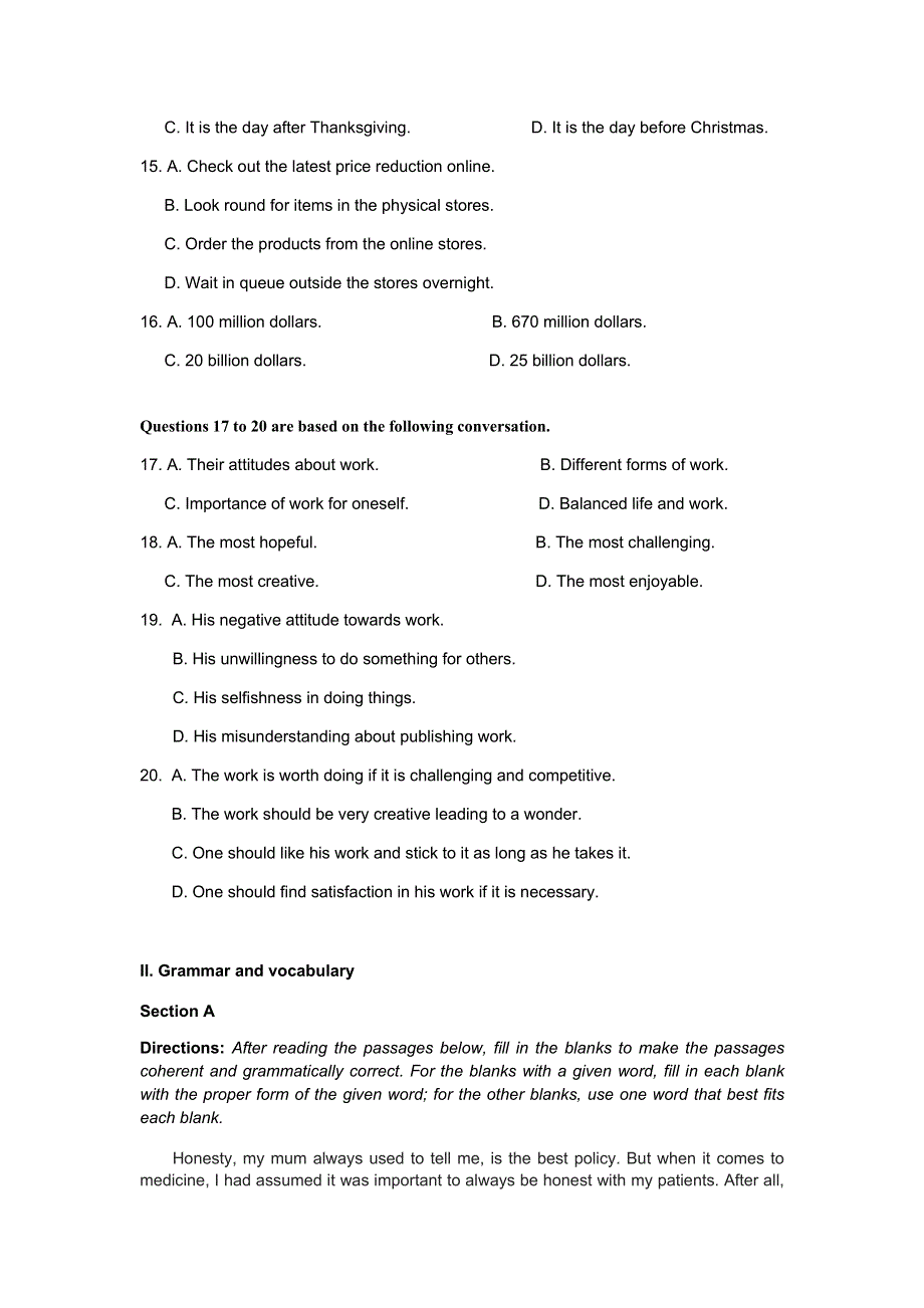 上海市奉贤区致远高级中学2021-2022学年高二上学期10月评估英语试题 WORD版含答案.docx_第3页