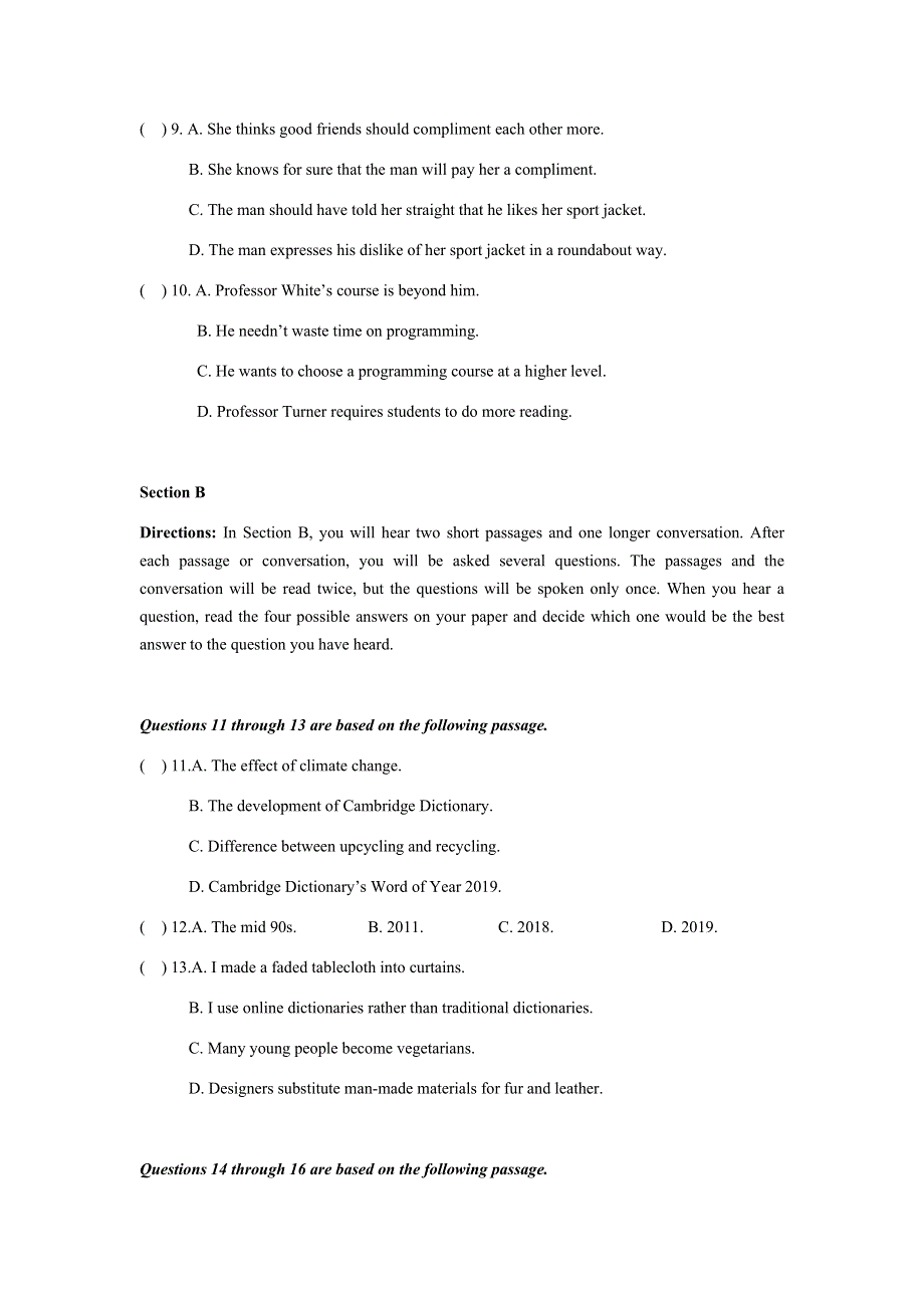 上海市奉贤区致远高级中学2022届高三上学期10月评估英语试题 WORD版含答案.docx_第2页