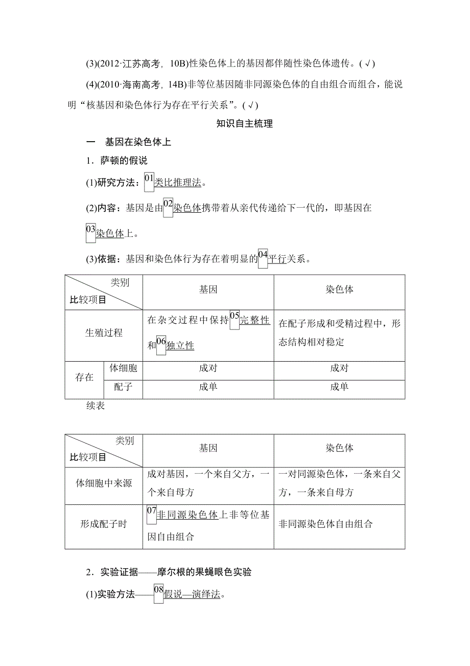 2021届新高考生物一轮复习（选择性考试A方案）学案：必修2 第5单元 第17讲 基因在染色体上和伴性遗传 WORD版含解析.doc_第2页