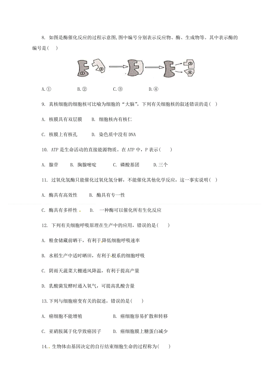 吉林省舒兰市实验中学2020届高三学业水平模拟考试生物试题 WORD版含答案.docx_第2页