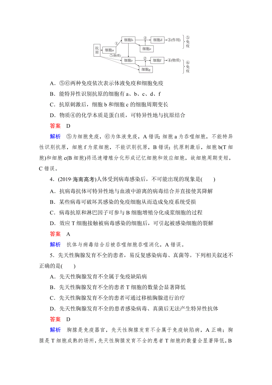 2021届新高考生物一轮复习（选择性考试A方案）课时作业：必修3 第8单元　第28讲　免疫调节 WORD版含解析.doc_第2页