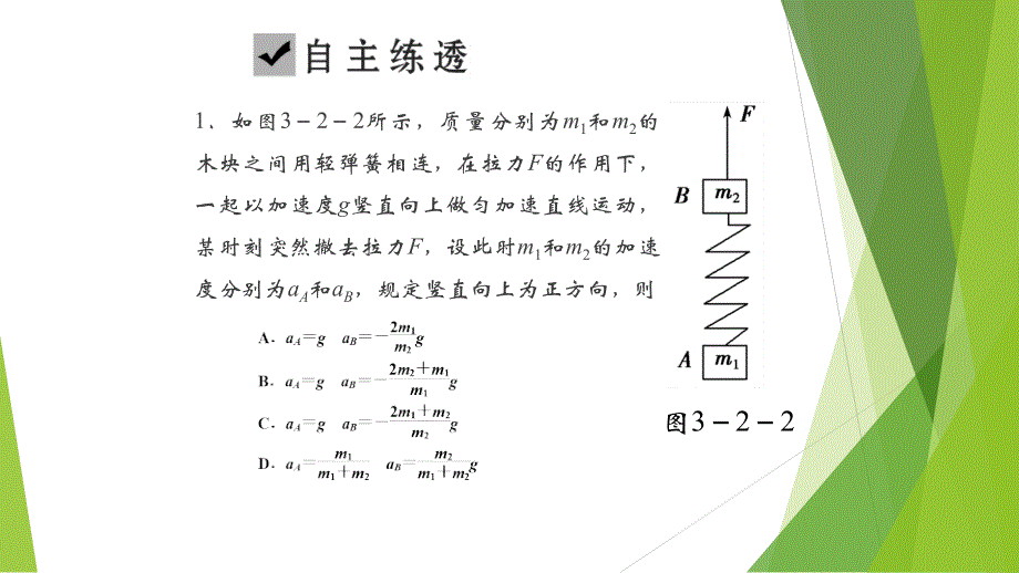 《发布》2022年人教版（新课标）高中物理必修一第四章牛顿运动定律——4-3牛顿第二定律瞬时性分析 .pptx_第3页