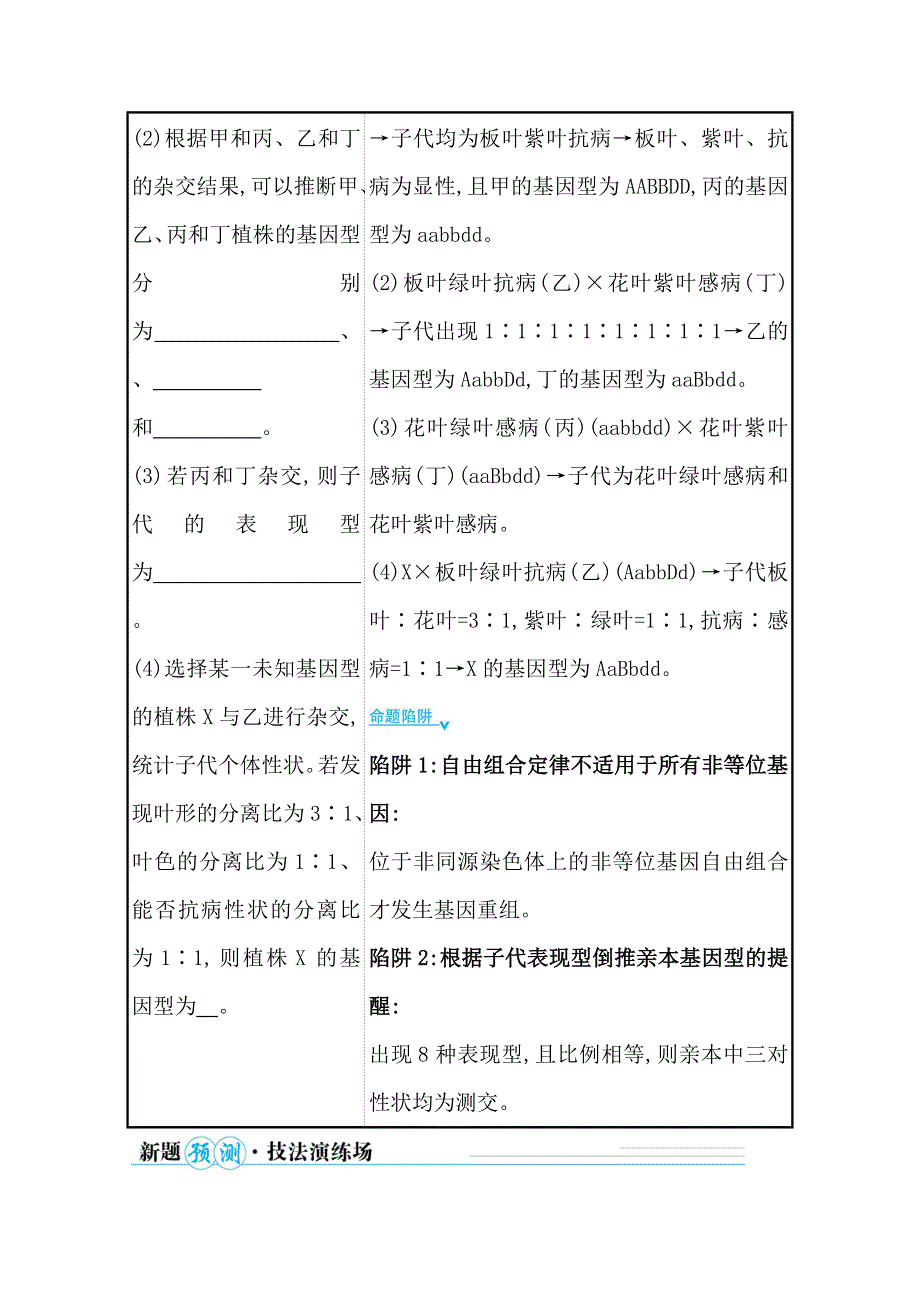 2021届新高考生物山东专用二轮考前复习学案：第一篇 专题5 考向2 基因自由组合定律 WORD版含解析.doc_第2页