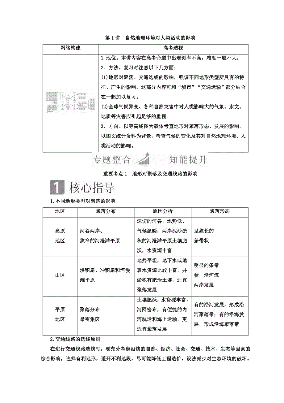 2018年高考地理全国用二轮复习教师用书：第一篇　专题与热点 专题三　自然环境与人类活动的关系 第1讲　自然地理环境对人类活动的影响 WORD版含答案.doc_第1页