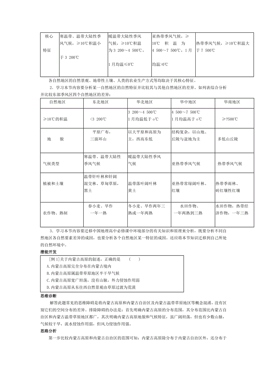 《教材全解·精析精练》高三地理第一单元之1.2三大自然区的内部差异（大纲版WORD版）.doc_第2页