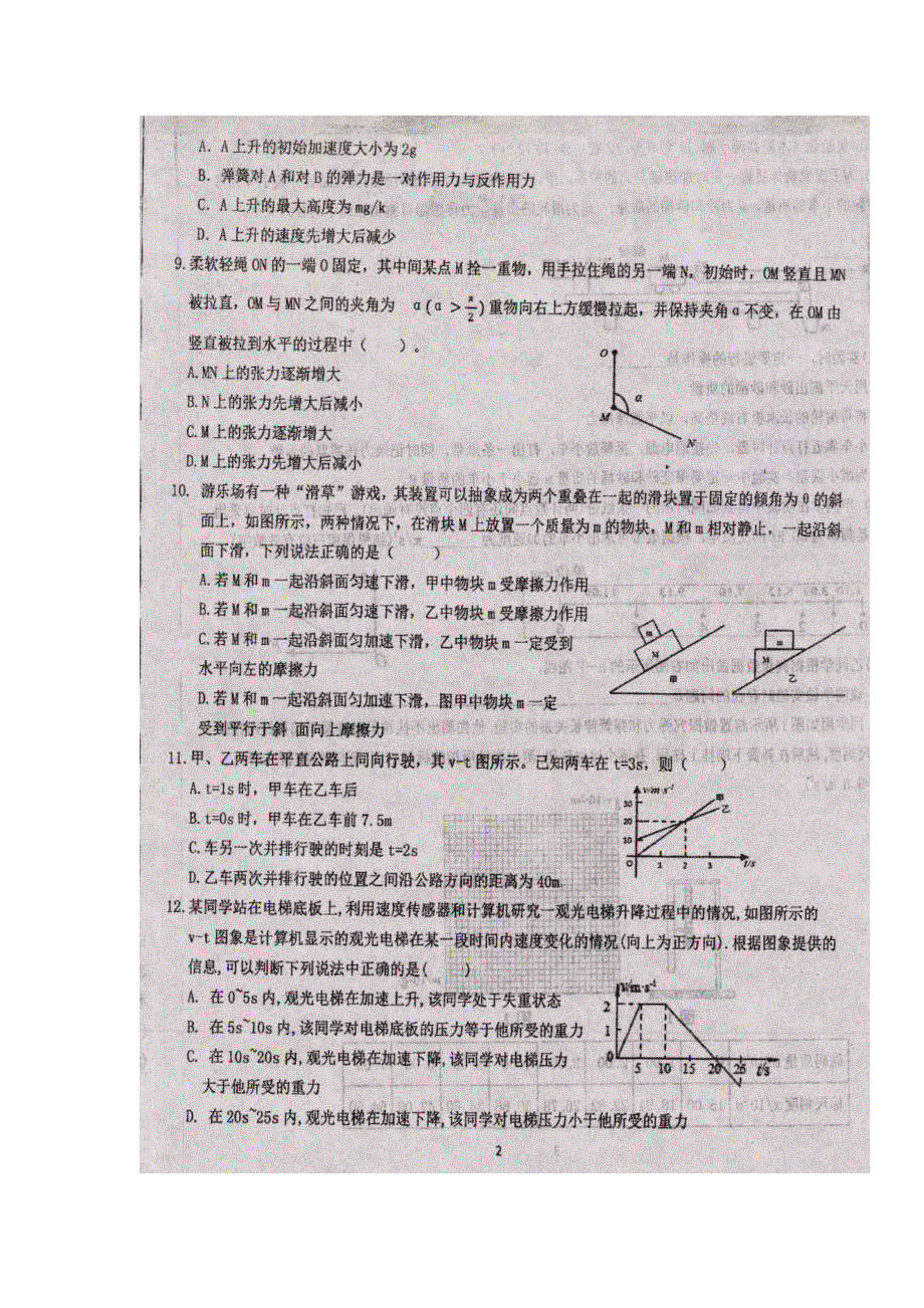 山东省临沂市费县第二中学2018届高三10月月考物理试题 扫描版含答案.doc_第2页