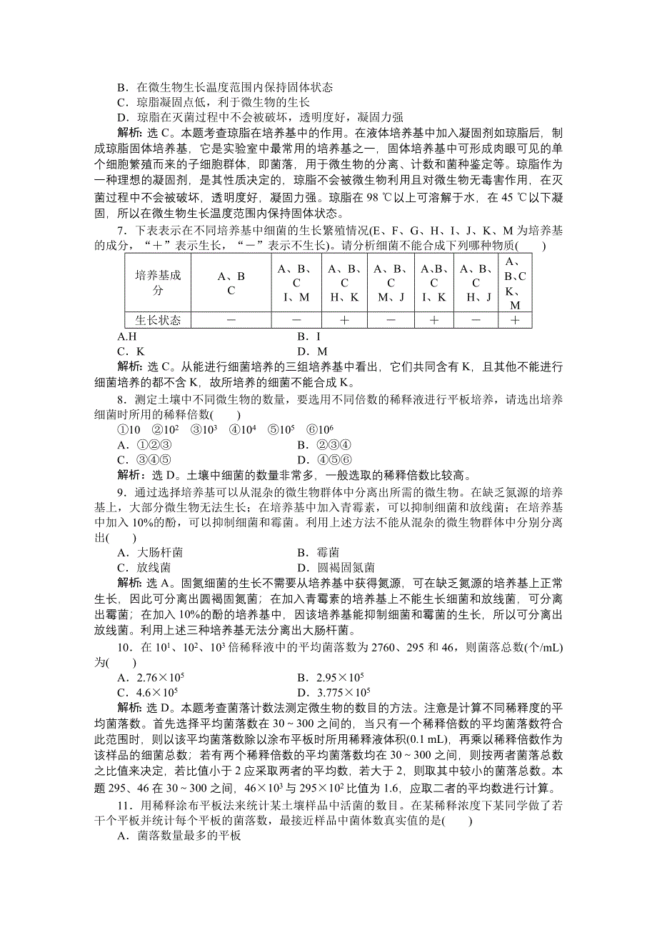 2012【优化方案】生物人教版选修1精品练：专题2专题综合检测.doc_第2页