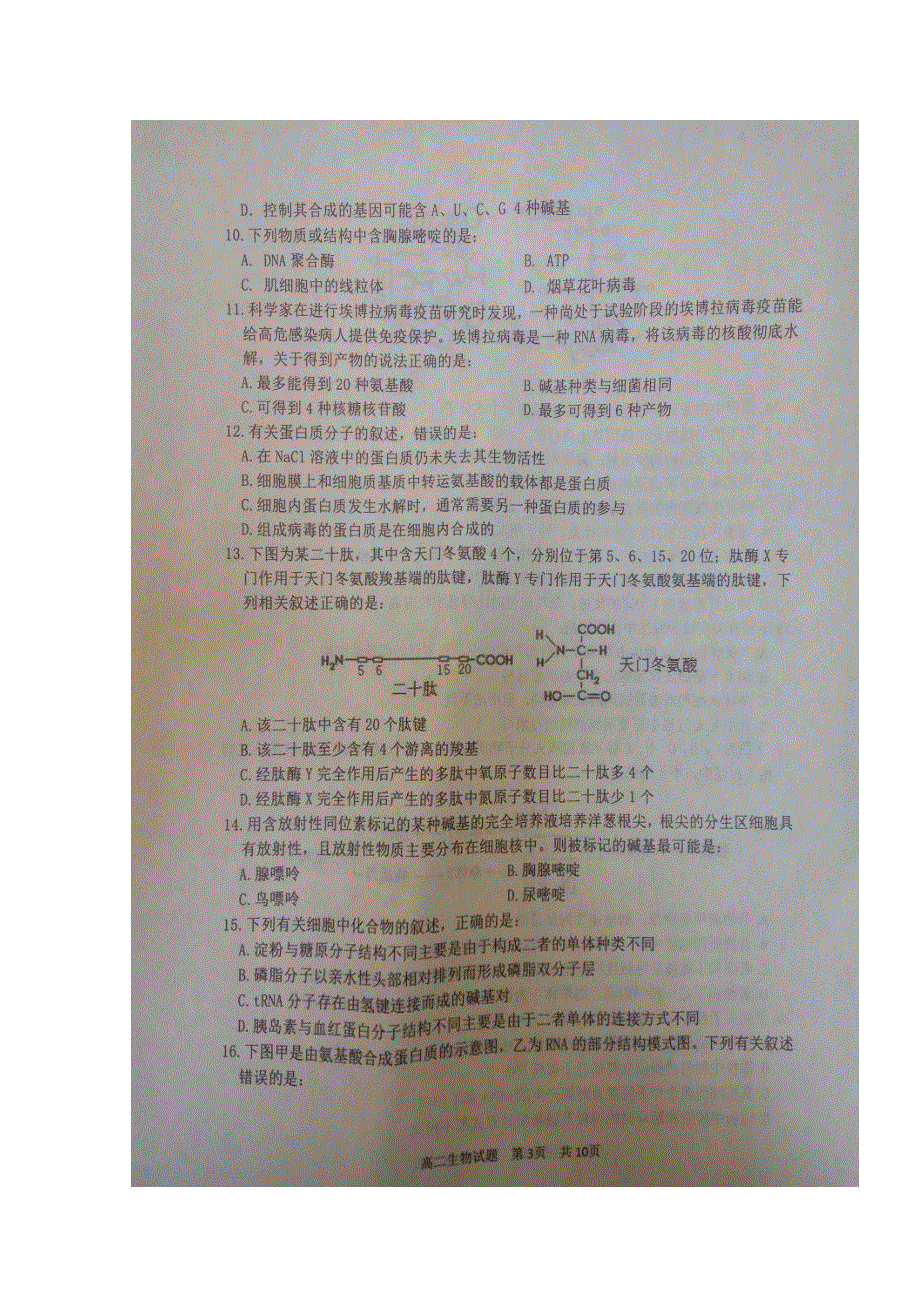 山东省临沂市沂南县2017-2018学年高二下学期期中考试生物试题 扫描版含答案.doc_第3页