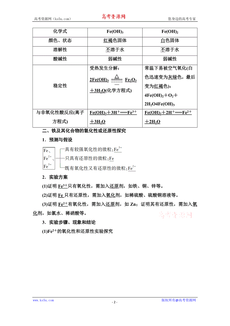 2020-2021学年化学鲁科版必修一教师用书：第2章 第3节 课时3　探究铁及其化合物的氧化性或还原性 WORD版含解析.doc_第2页