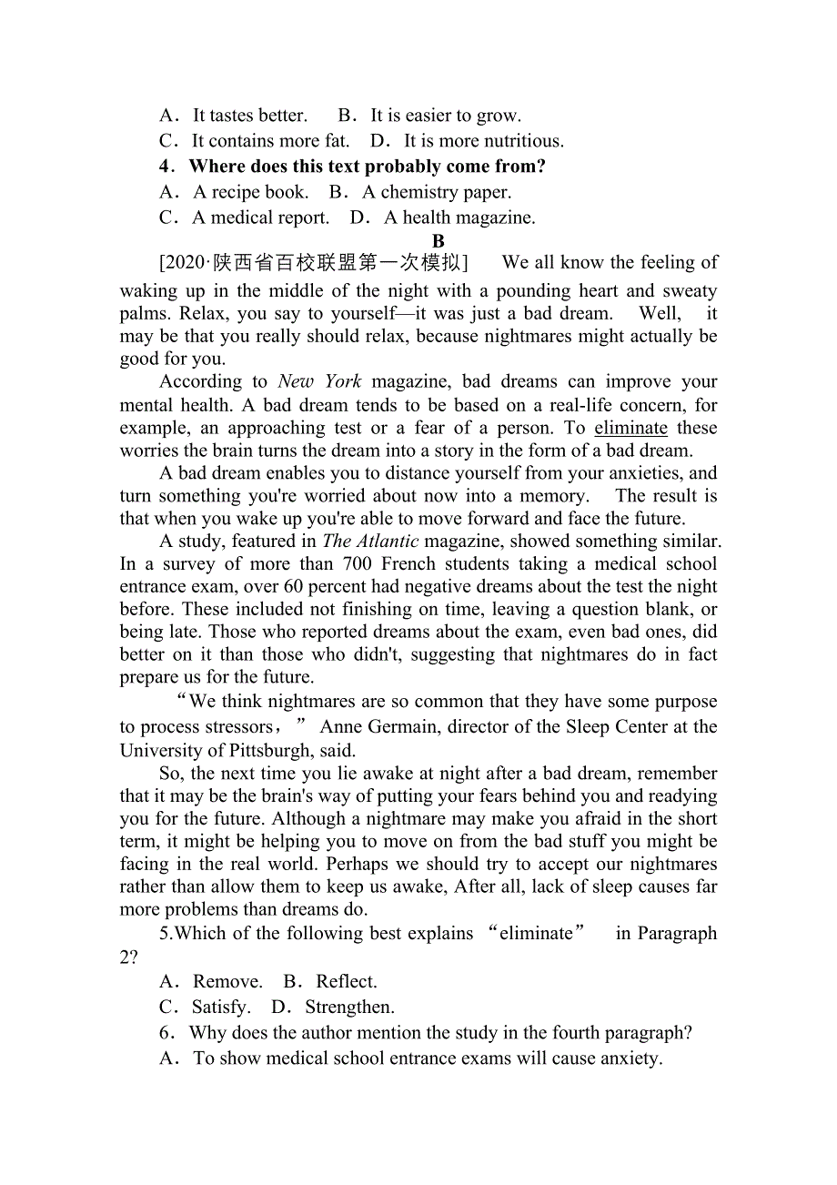 2021届新高考英语二轮专题复习 专题能力提升练七　推理判断题——文章出处类 WORD版含答案.doc_第2页