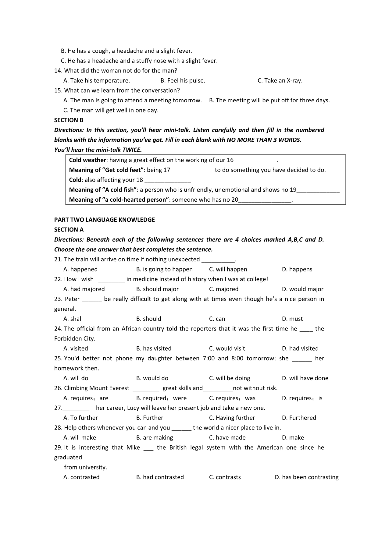 湖南省醴陵二中2012届高三上学期第三次月考 英语试题.doc_第2页