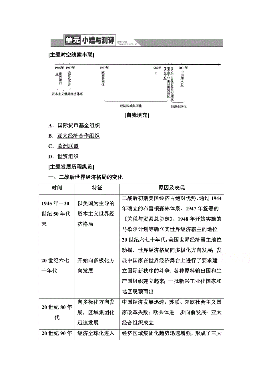 2020-2021学年北师大版历史必修2教师用书：第8单元 单元小结与测评 WORD版含解析.doc_第1页