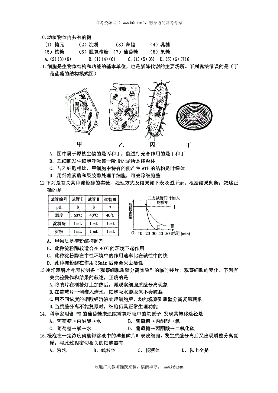 山东省临沭一中2012-2013学年高一12月学情调研生物试题 WORD版含答案.doc_第2页