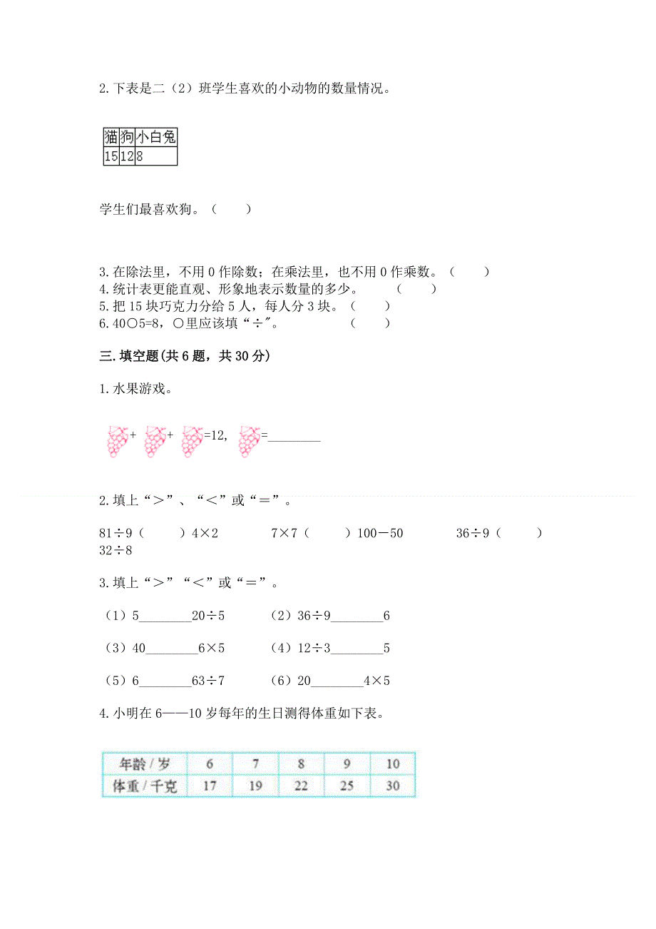 人教版二年级下册数学 期中测试卷带答案（夺分金卷）.docx_第2页