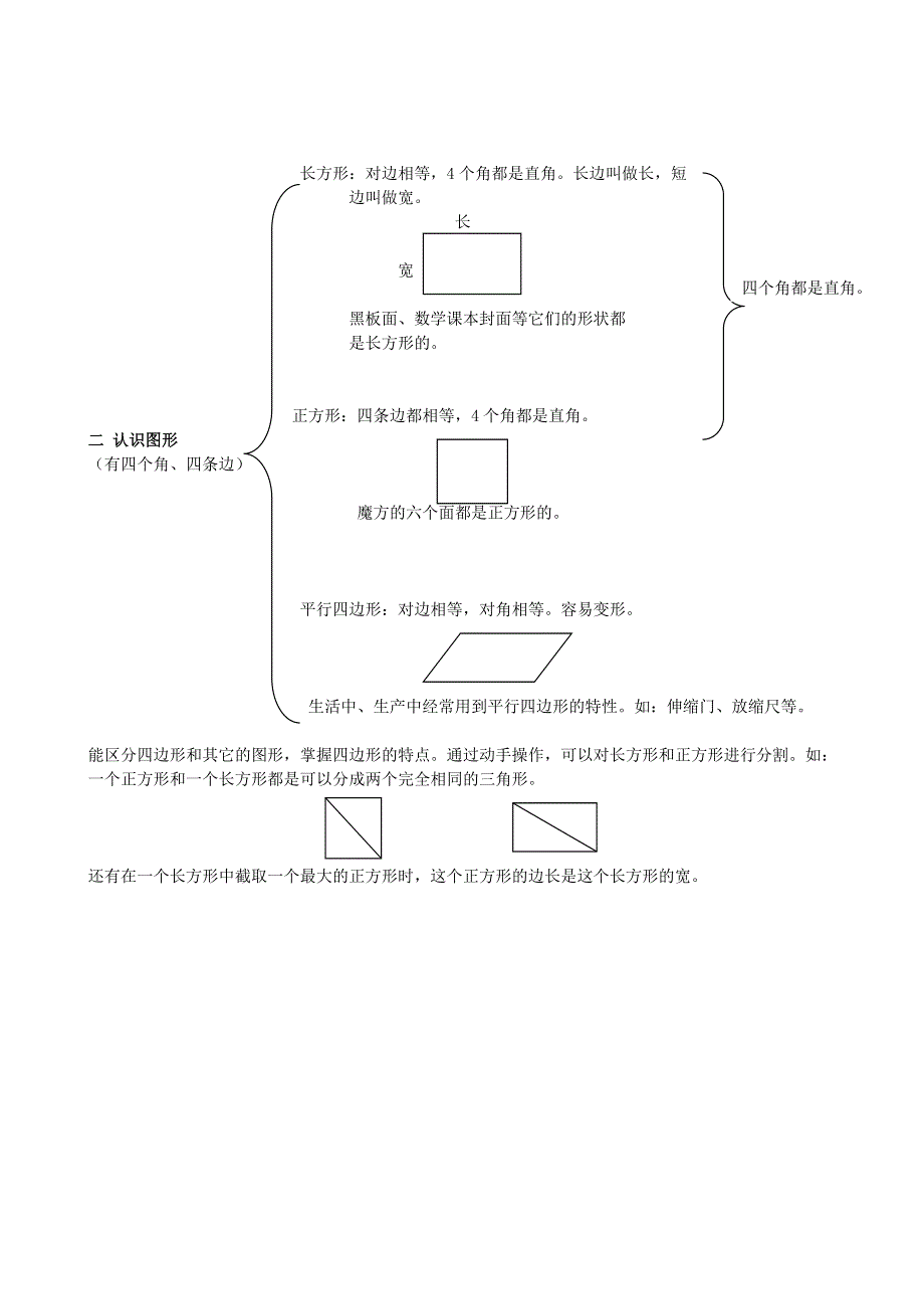 二年级数学下册 教材梳理 空间与图形 二 认识图形 西师大版.doc_第1页