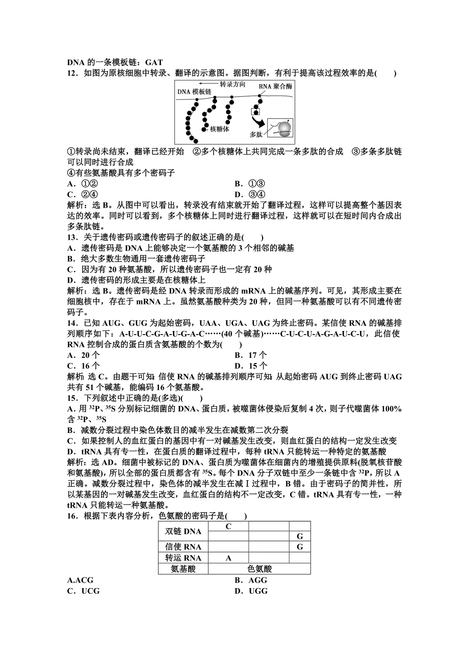 2012【优化方案】生物北师大版必修2精品练：第3章阶段性综合检测.doc_第3页