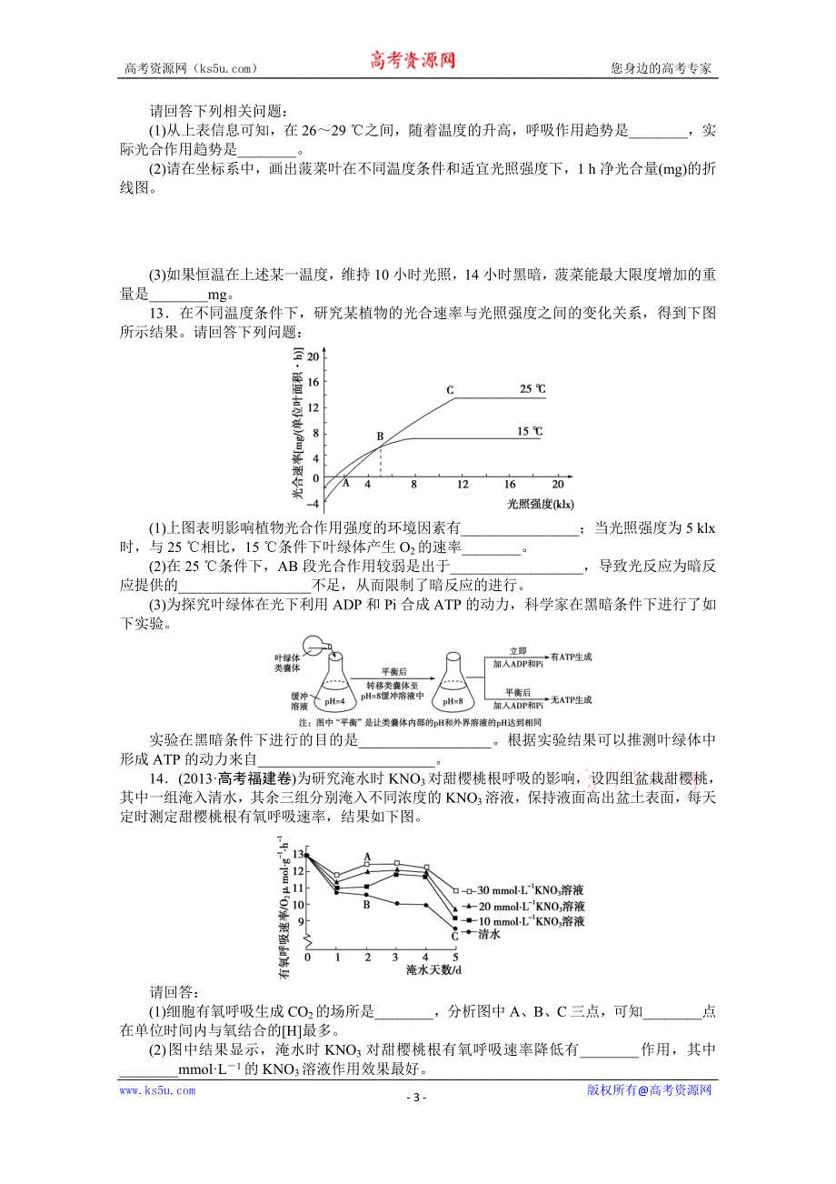 《优化方案》2014届高考生物二轮专题强化训练：专题二第2讲 光合作用和细胞呼吸 WORD版含解析.doc_第3页