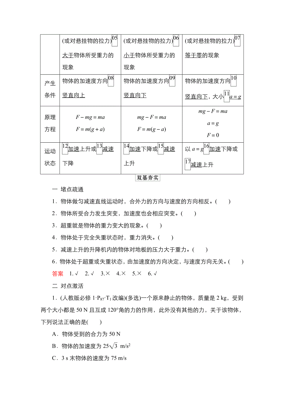 2021届新高考物理一轮复习（选择性考试A方案）学案：第3章 第2讲　牛顿第二定律的应用 WORD版含解析.doc_第2页