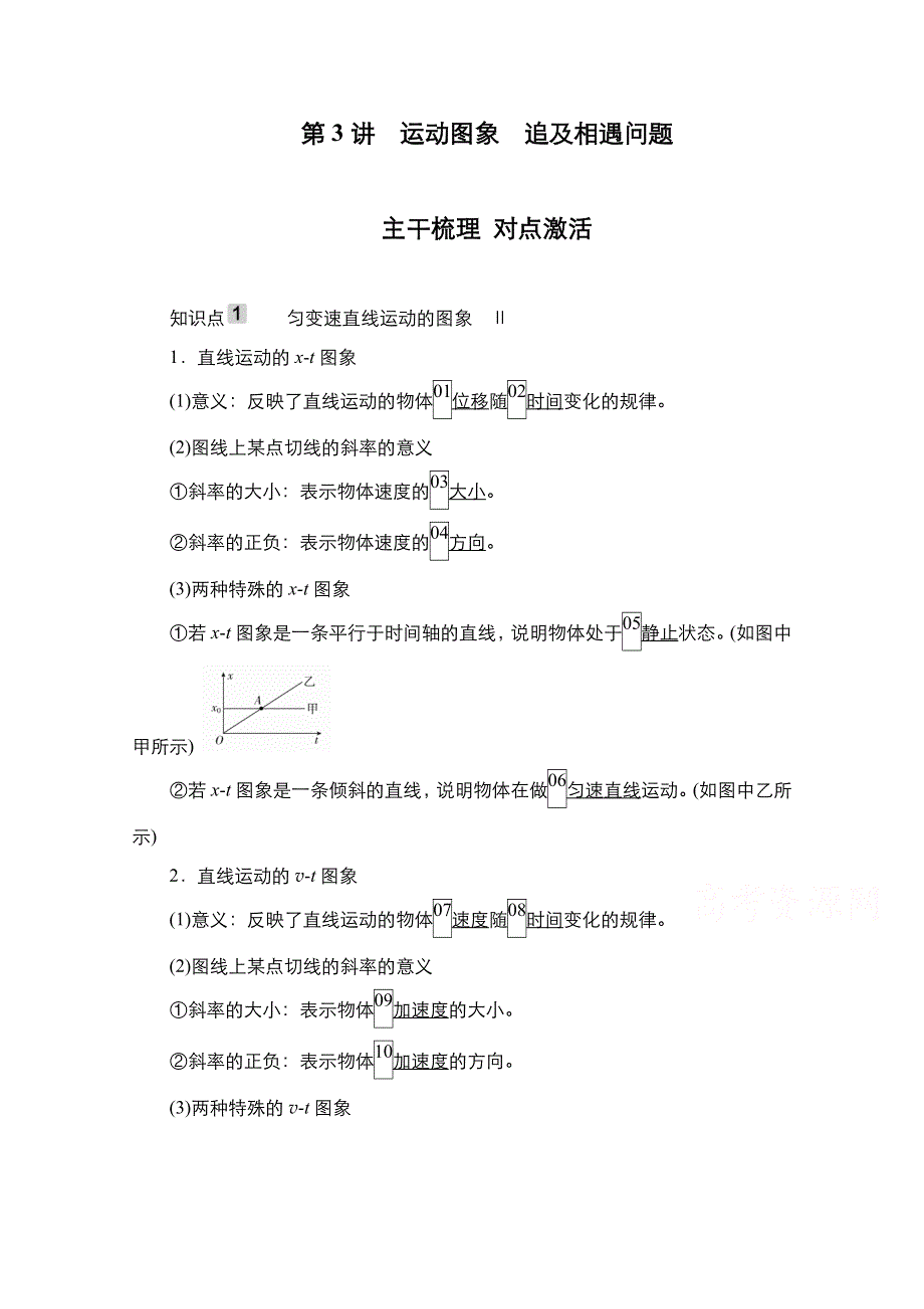 2021届新高考物理一轮复习（选择性考试A方案）学案：第1章 第3讲　运动图象　追及相遇问题 WORD版含解析.doc_第1页