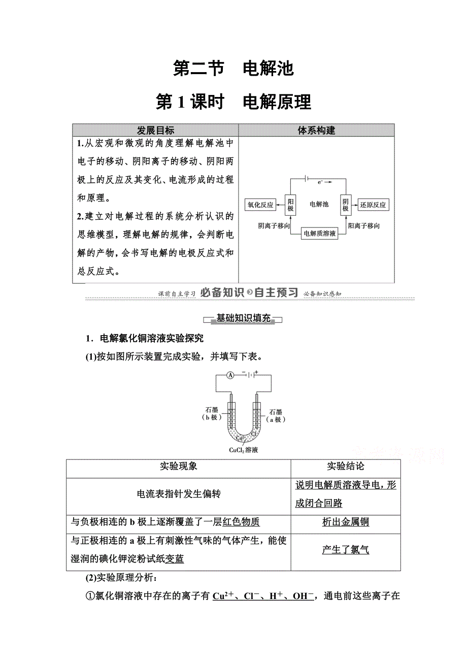 2020-2021学年化学新教材人教版选择性必修第一册教师用书：第4章 第2节 第1课时　电解原理 WORD版含解析.doc_第1页