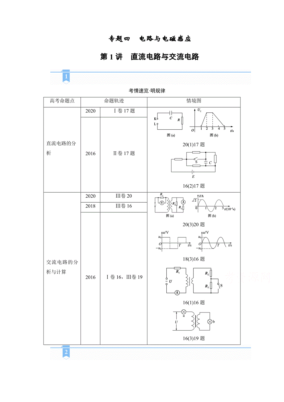 2021届新高考物理二轮复习 专题四第1讲　直流电路与交流电路 学案 WORD版含解析.doc_第1页