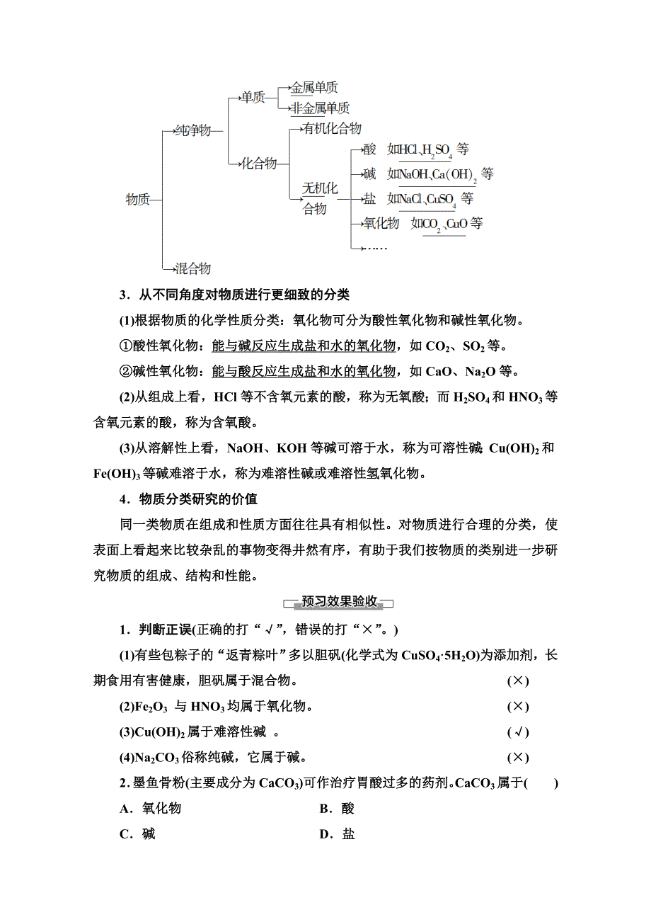 2020-2021学年化学新教材苏教版必修第一册教学案：专题1 第1单元 第1课时　物质的分类 WORD版含解析.doc_第2页