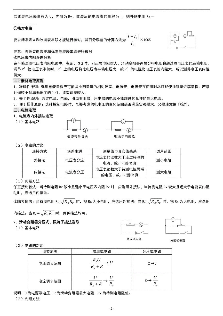 《发布》2022-2023年人教版（2019）高中物理必修3 电流重点难点易错点高频考点必刷经典题 电学实验-内外接-分压限流电路-改装-半偏法 WORD版.doc_第2页