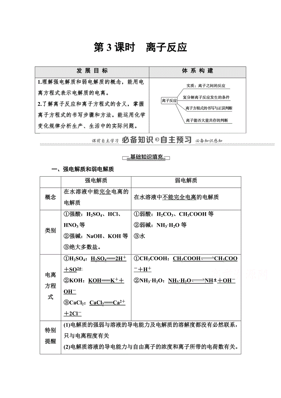 2020-2021学年化学新教材苏教版必修第一册教学案：专题3 第2单元 第3课时　离子反应 WORD版含解析.doc_第1页