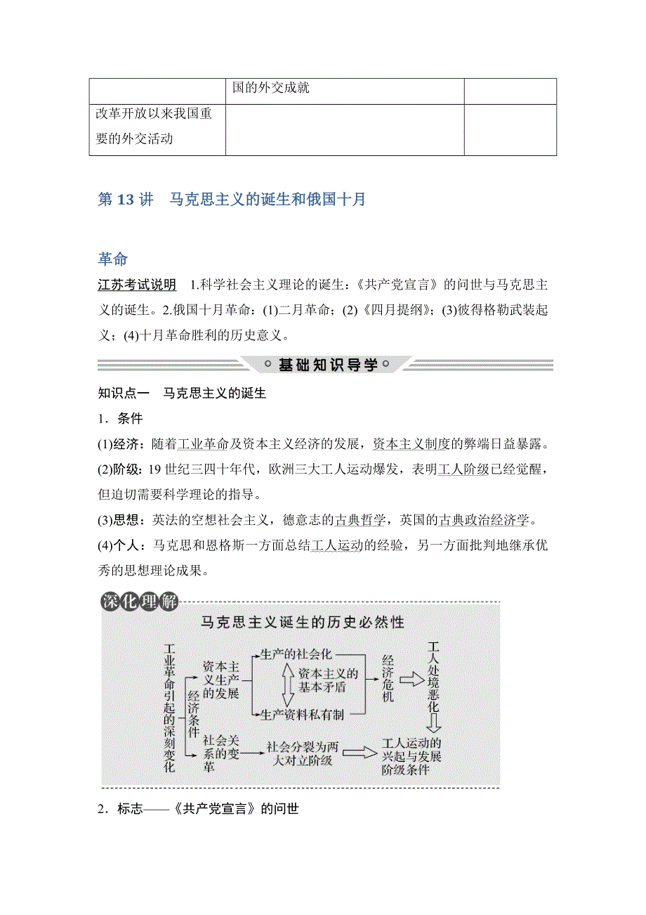 2018年高考历史（人教版江苏专用）总复习教师用书：第13讲　马克思主义的诞生和俄国十月革命 WORD版含解析.doc_第2页