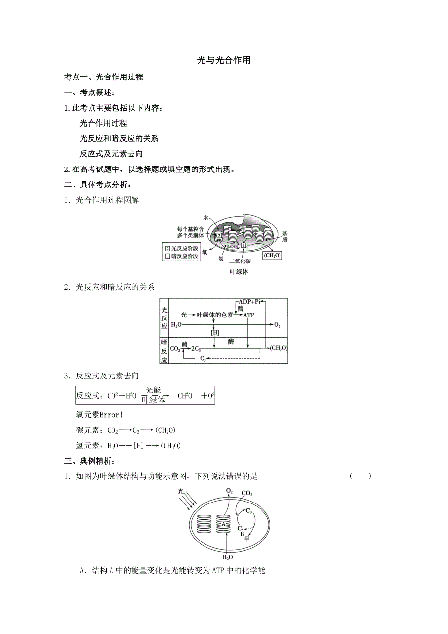 2013届高考生物考点精讲精析----光合作用.doc_第1页