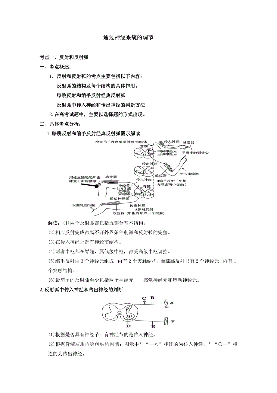 2013届高考生物考点精讲精析----通过神经系统的调节.doc_第1页