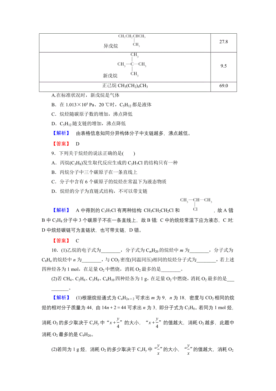 2016-2017学年高中化学鲁科版必修2学业分层测评14 有机化合物的结构特点 WORD版含解析.doc_第3页