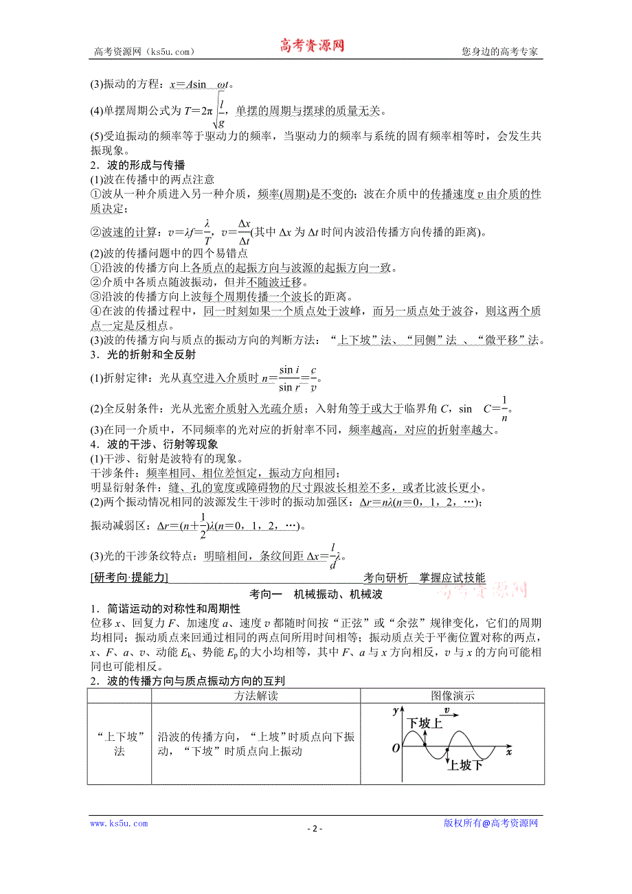 2021届新高考物理二轮（山东专用）学案：专题6 机械振动和机械波 光 电磁波 WORD版含解析.doc_第2页