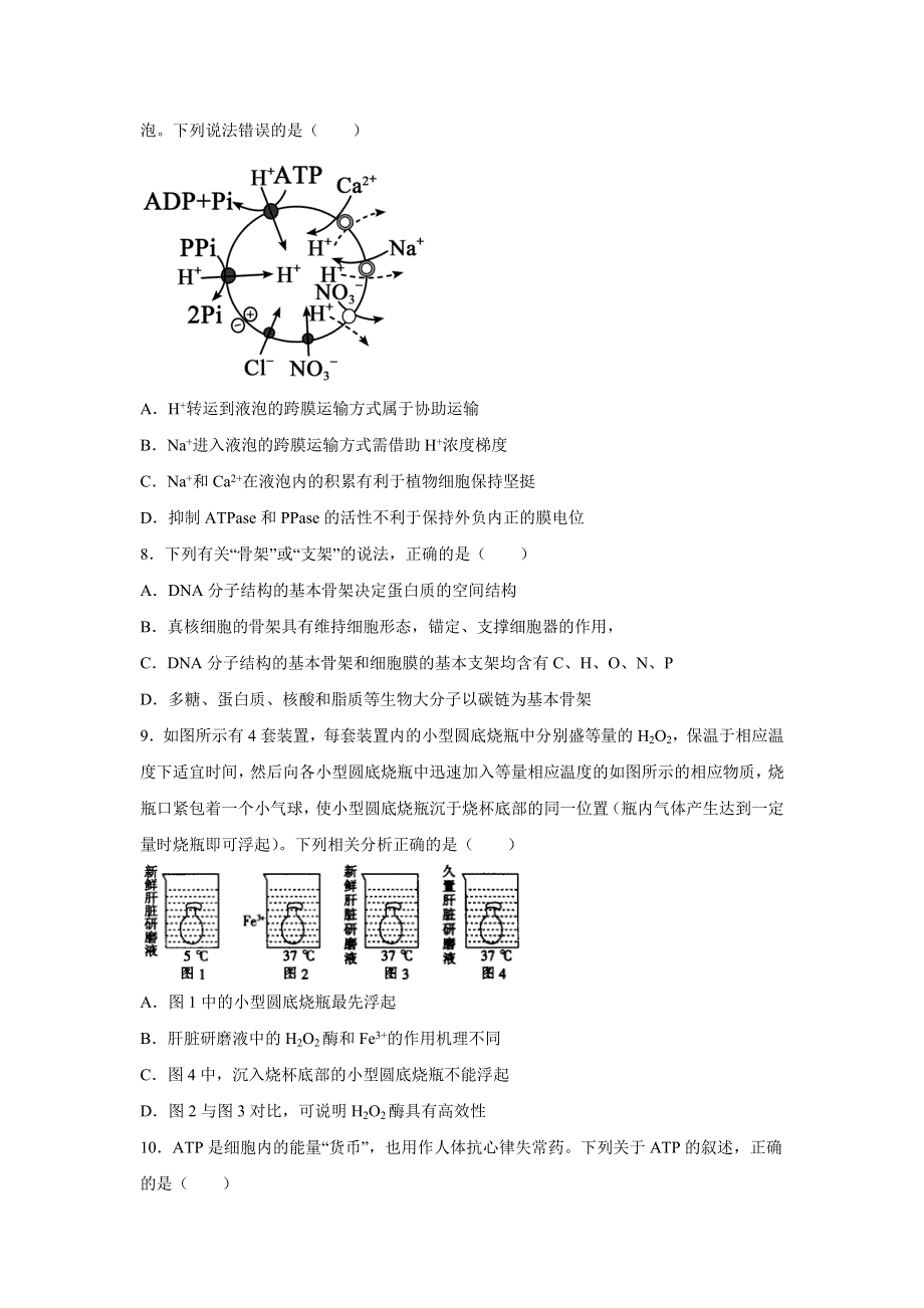 吉林省白山市抚松县一中2022-2023学年高三上学期第一次模拟考试生物试题.docx_第3页