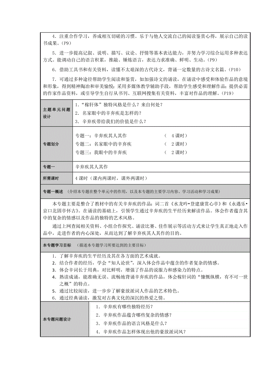 山东省临沂市第十八中学高二语文主题单元设计：词坛飞将辛弃疾.doc_第3页