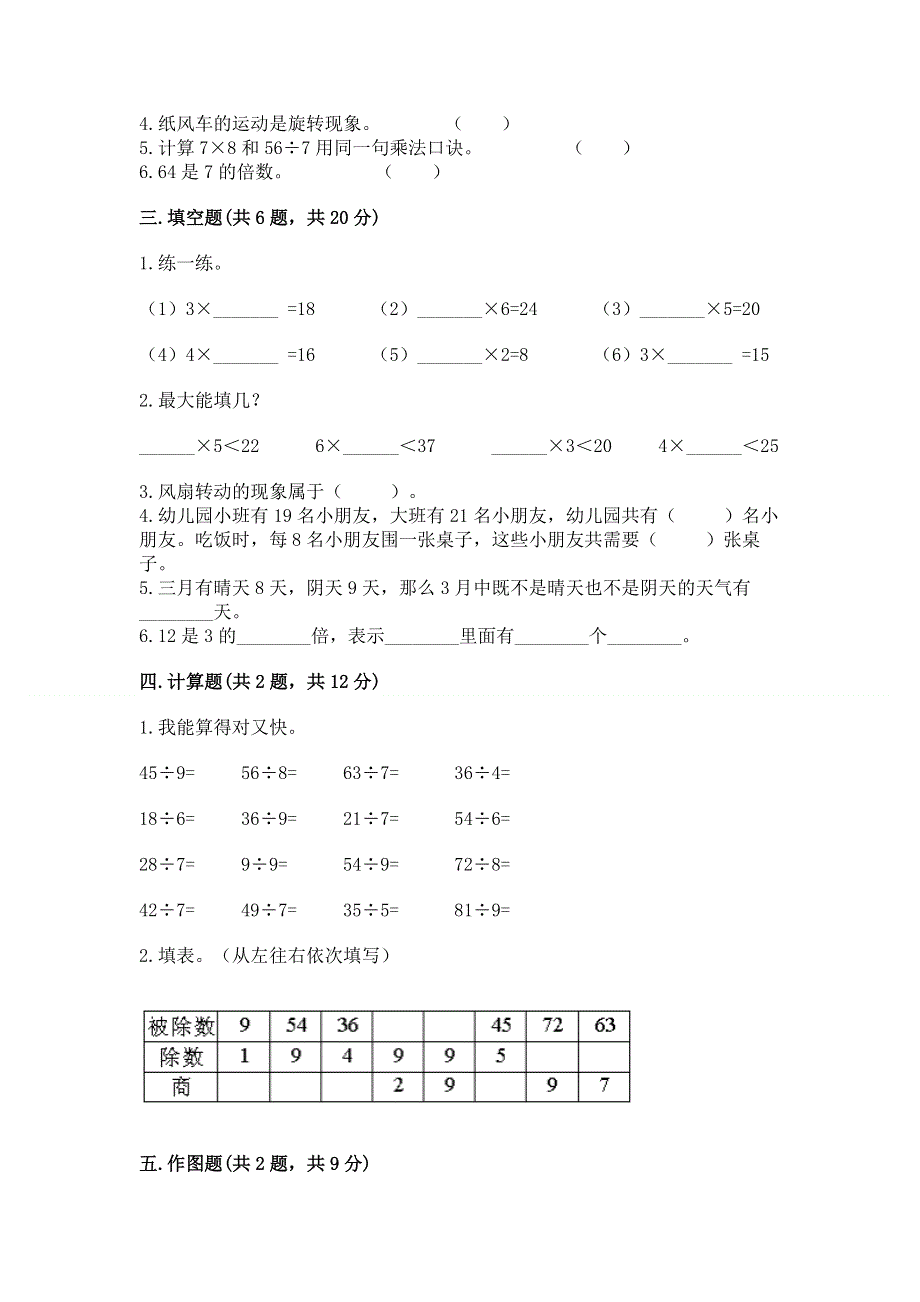 人教版二年级下册数学 期中测试卷精品（考点梳理）.docx_第2页