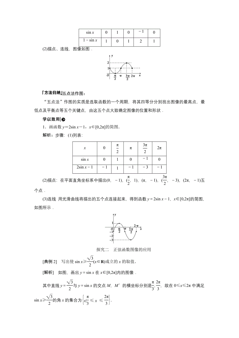 2020-2021学年北师大版数学必修4学案：1-5-1　正弦函数的图像 WORD版含解析.doc_第3页