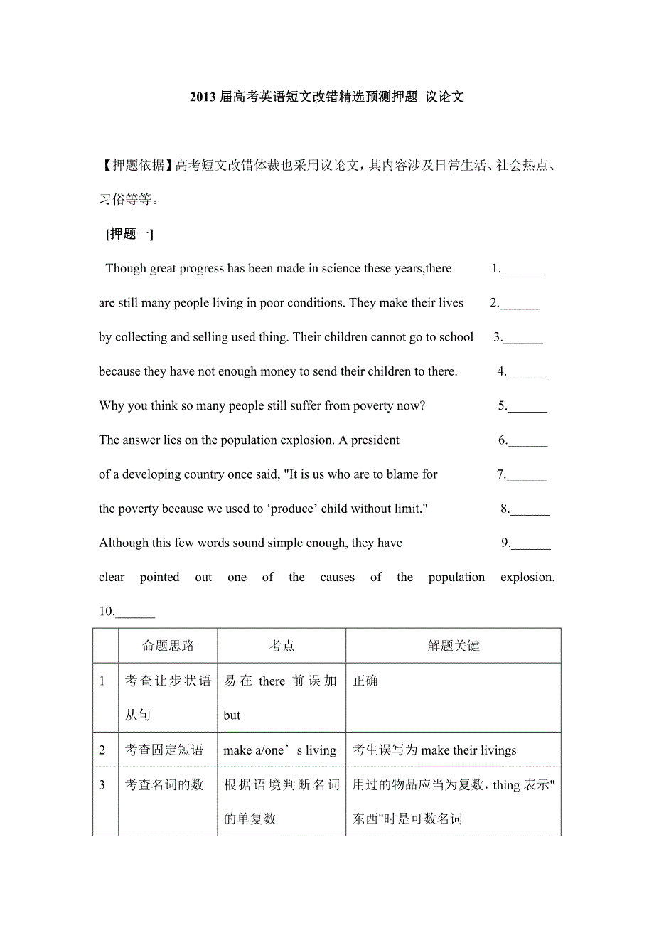 2013届高考英语短文改错精选预测押题 议论文.doc_第1页