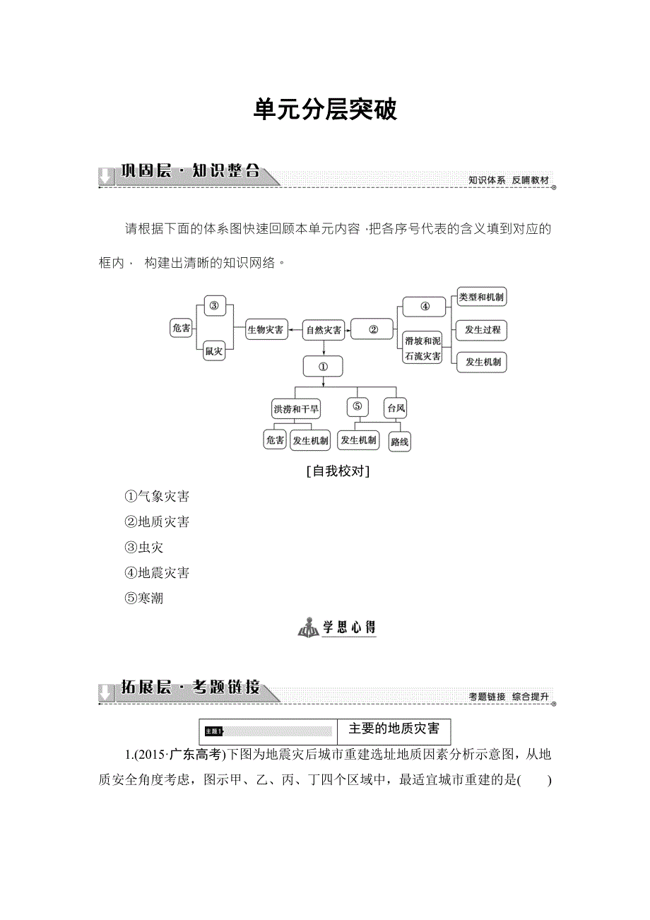 2016-2017学年高中地理选修五（鲁教版）练习：第2单元 单元分层突破 WORD版含解析.doc_第1页