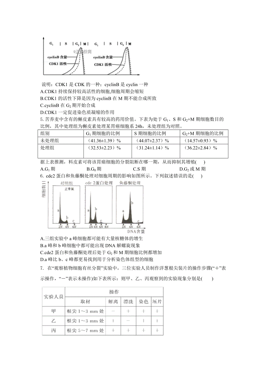 2020届高考生物二轮复习细胞分裂专题：第6节 细胞分裂实验类 WORD版含答案.doc_第2页