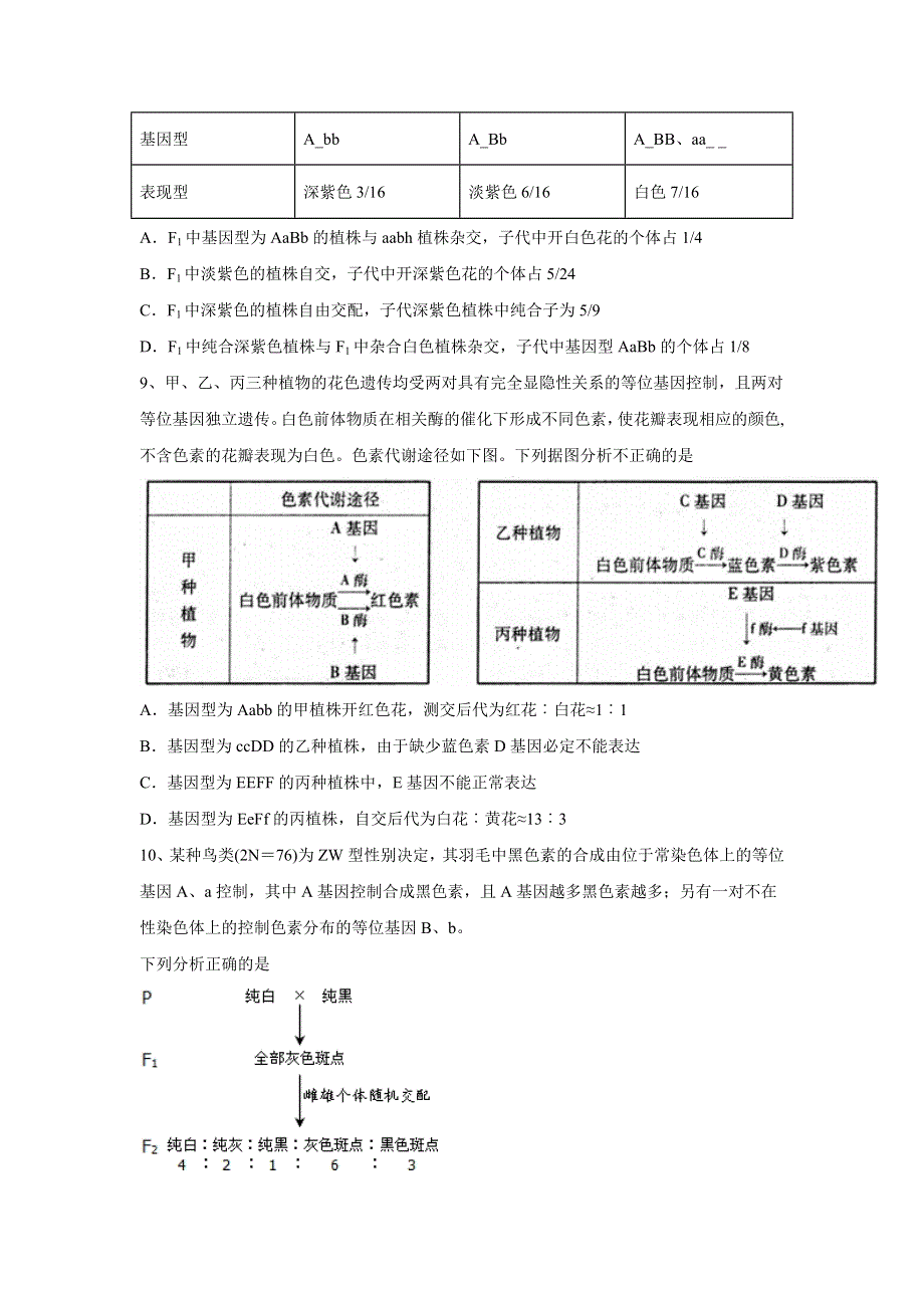 2020届高考生物二轮复习遗传专题：第3节 9_3_3_1的变形题型 WORD版含答案.doc_第3页